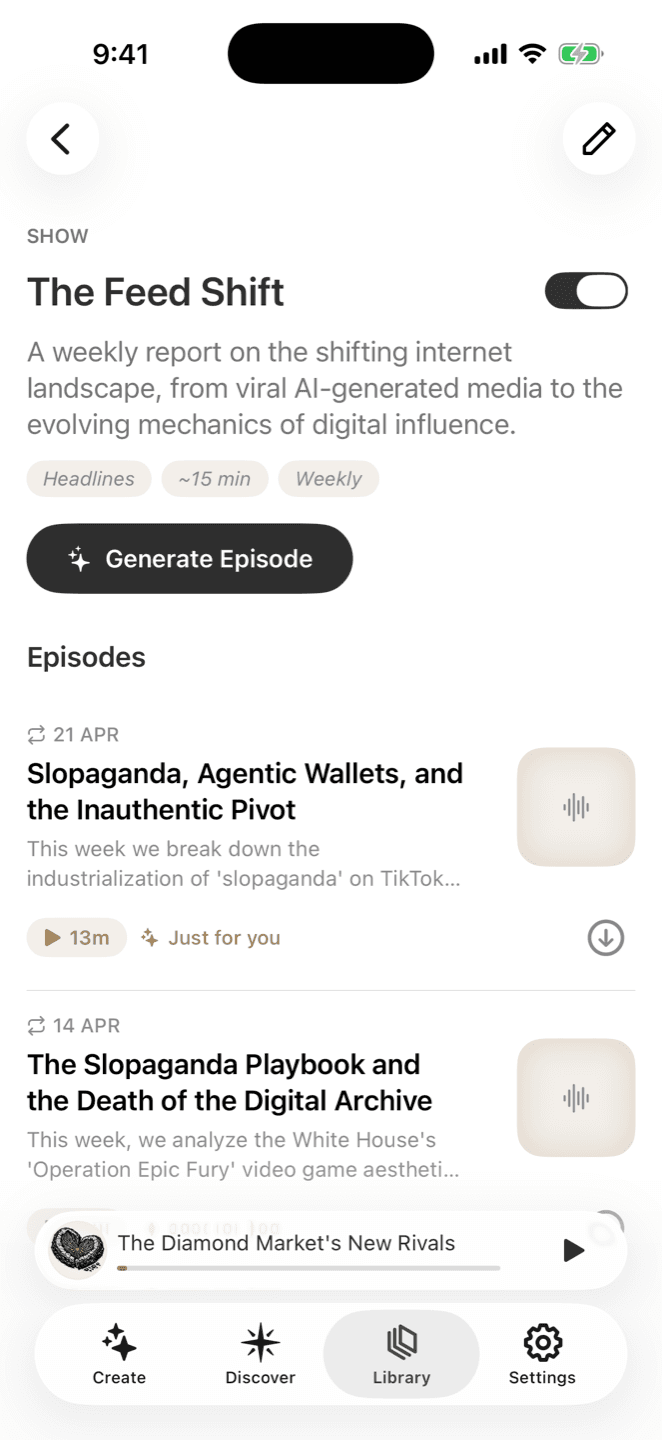 A Fylom show page with its generated episodes